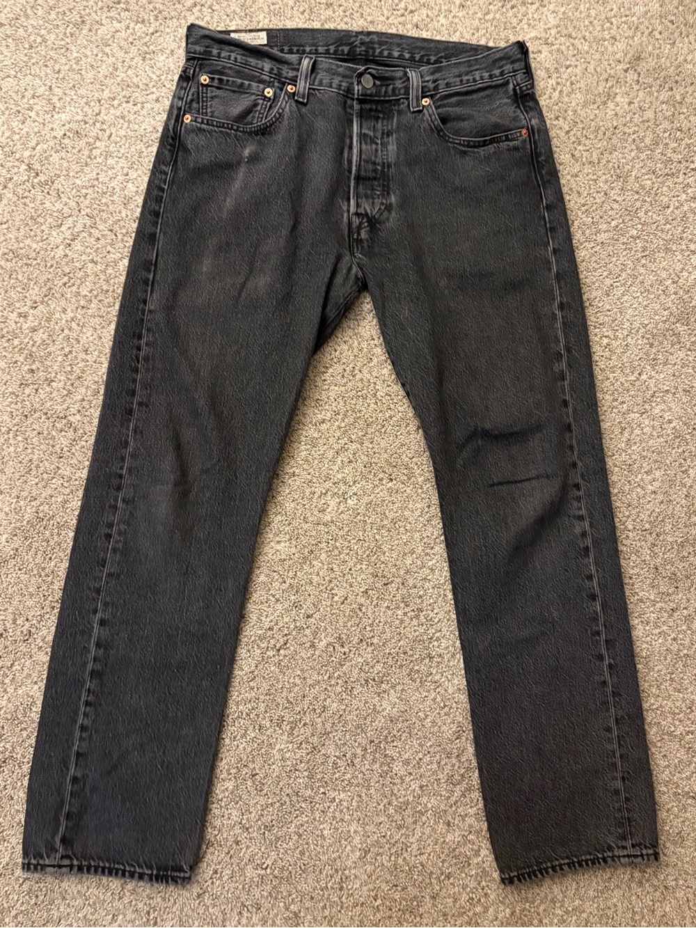 Levi’s Premium 501 Button Fly Jeans in Washed Black, 32x30